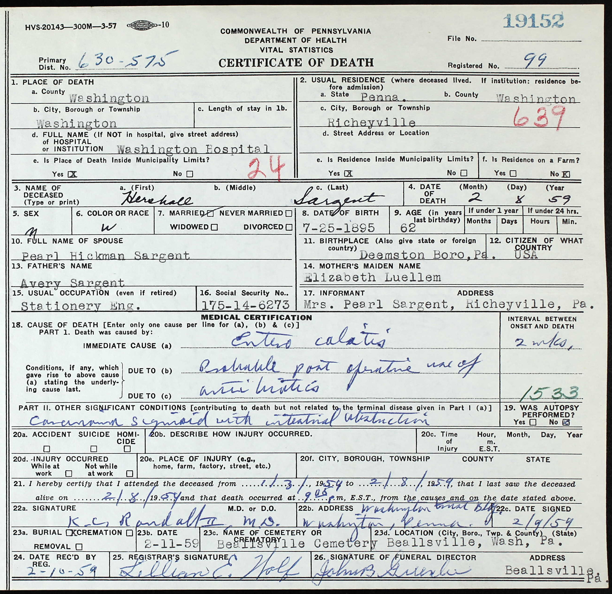 death certificate